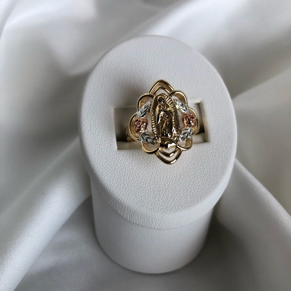 18K Gold Filled 3-Colors Our Lady of Guadalupe Ring Size: 7.